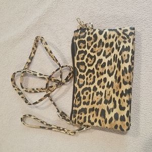 Leopard crossbody/wristlet bag